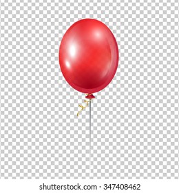 Big Red Balloon. Transparent isolated vector air ball.