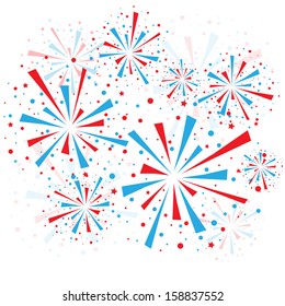 Big red and blue fireworks on white background. eps10