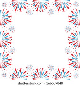 Big red and blue fireworks on white background. eps10