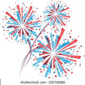 Big Red Blue Fireworks On White Stock Vector (Royalty Free) 235742086 ...