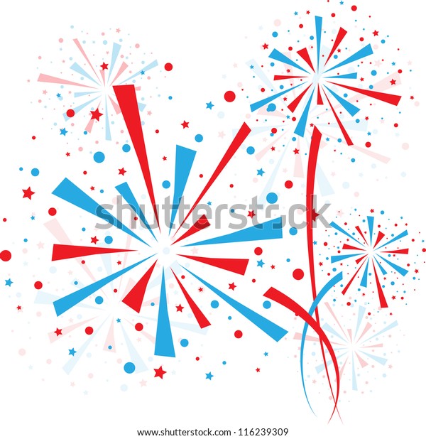 Big Red Blue Fireworks On White Stock Vector (Royalty Free) 116239309