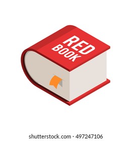 Big red book with a yellow bookmark. The concept of isometric icon. Vector illustration on white background for web design for website or print