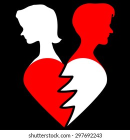 big red broken dappled heart on black background