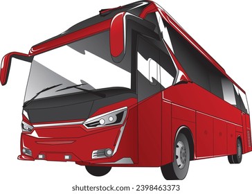 big red bus, white background