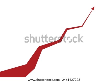 big red business arrow graph going upstarting from the bottom with a big foundation, going up to the top getting smaller and lighter