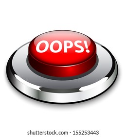 A big red button with the word Oops to press and get customer support or service or to fix or correct an error, mistake, problem or gaffe you have made 