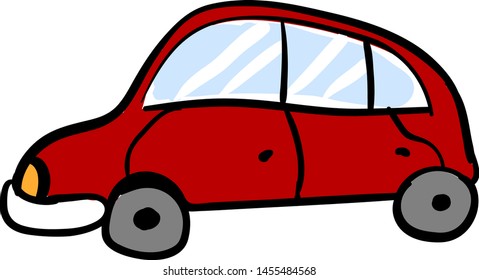 Big red car, illustration, vector on white background.