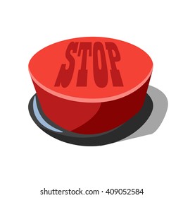 big red cartoon button. stop