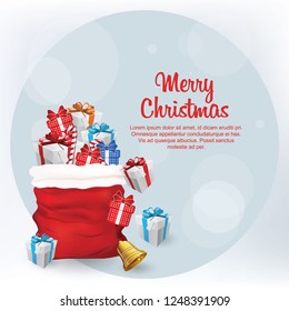 Big Red Christmas Bag With Gifts Vector