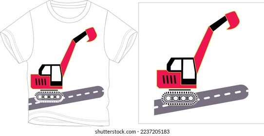 big red crane
t shirt graphic design vector illustration digital file
