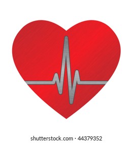 big red dappled heart with ecg graph