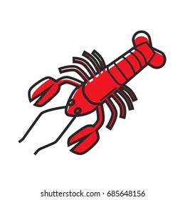 Big red delicious sea lobster isolated cartoon illustration