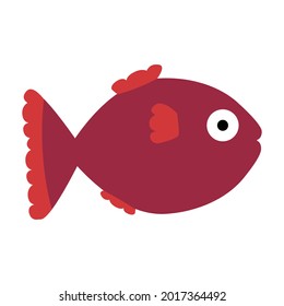 Big red fish illustration. Isolated on white background.