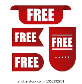 Big red free Ribbon. Vector Illustration