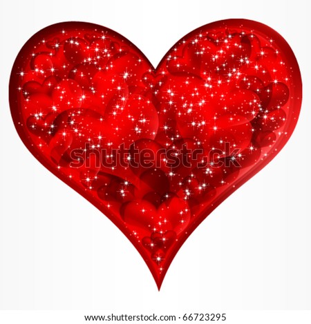 Big red glitter heart. Vector.