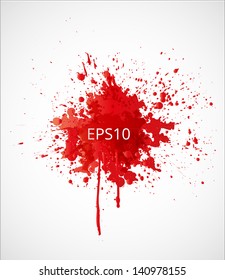 Big Red Grunge Splash On White Background. Vector Illustration.