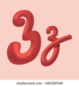 Big red hand drown glossy letter Z. Alphabet for invitation card