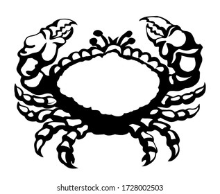 Big red healthy decapod crawl on light sand. Freehand outline black ink hand drawn health cook lobster emblem design in retro art doodle engrave print style pen on paper text space. Closeup top view