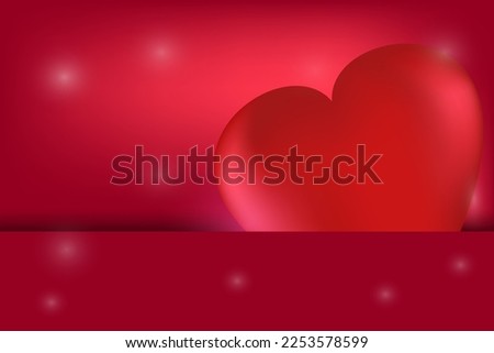Big red heart in a red envelope with copy space. Concept for valentine's day, birthday, mother's day, women's day. Universal holiday background. Vector image