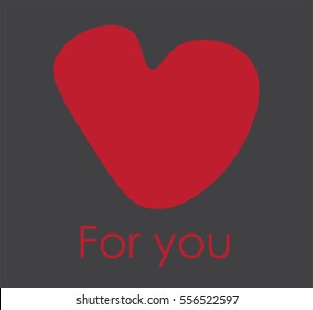 Big red heart. Hand drawn technique vector illustration with copy space