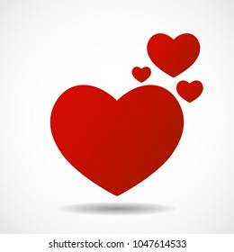 Big red heart isolated on white background. Vector symbol