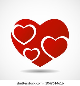 Big red heart isolated on white background. Vector symbol