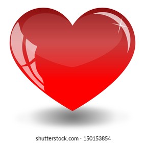 Big Red Heart, Isolated On White Background, Vector Illustration