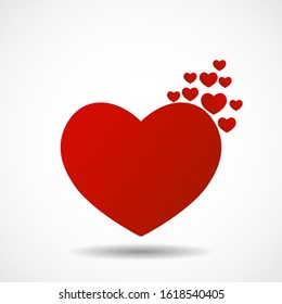 Big red heart isolated on white background. Vector symbol