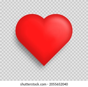 Big Red Heart Isolated on transparent background. Perfect Love symbol.