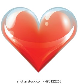 Big Red Heart , Isolated On White Background, Vector Illustration