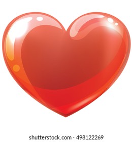 Big Red Heart , Isolated On White Background, Vector Illustration