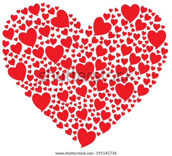 Big Red Heart Many Hearts Stock Vector (Royalty Free) 191545736