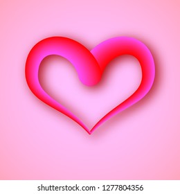 Big red heart on a pink background. Symbol of Love. Vector illustration.
