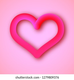 Big red heart on a pink background. Symbol of Love. Vector illustration.