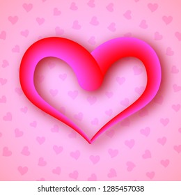 Big red heart on a pink background with little hearts. Symbol of Love. Vector illustration.