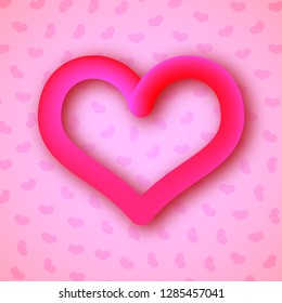 Big red heart on a pink background with little hearts. Symbol of Love. Vector illustration.