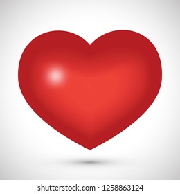 Big red heart on a white background. Symbol of Love. Vector illustration.