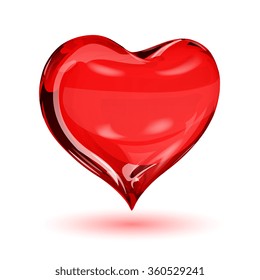 Big red heart on white background with shadow