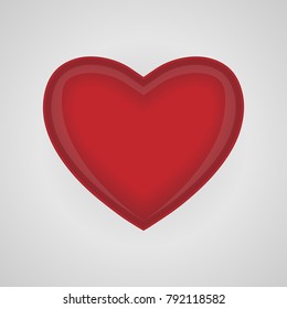 Big red heart on a white background. Vector heart. Clipart for Valentine's Day.