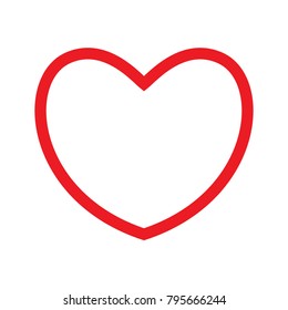 Big red heart on the white background. Icon. Vector illustration.