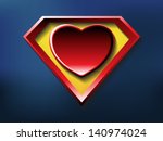 a big red heart shaped like a superhero shield, symbol for strong love, eps10 vector