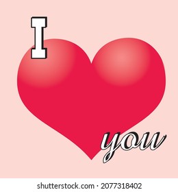 Big red heart and slogan I love you. Valentine’s Day vector illustration.