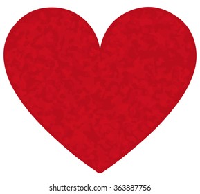 Big red heart with spots. Vector illustration.