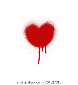 Big Red Heart, Spray Paint. Paint Splatter Texture Isolated On White Background. Vector Illustration.