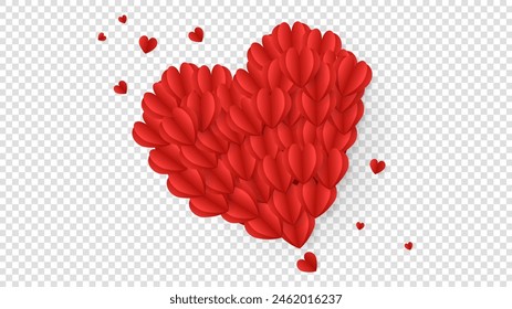 Big red heart in Valentine's Day isolated on a transparent background , illustration Vector EPS 10
