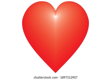 Big red heart. Vector love symbol isolated on white background.