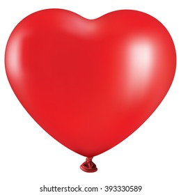 Big red heart-balloon on white background