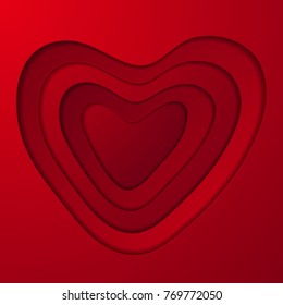 Big red hearts abstract Valentines Day greeting card corporate design. Vector love background