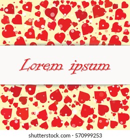 Big red hearts illustration. Happy Valentines Day greeting card template
