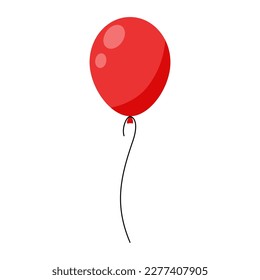 Gran globo de helio rojo aislado en la ilustración plana de fondo blanco.